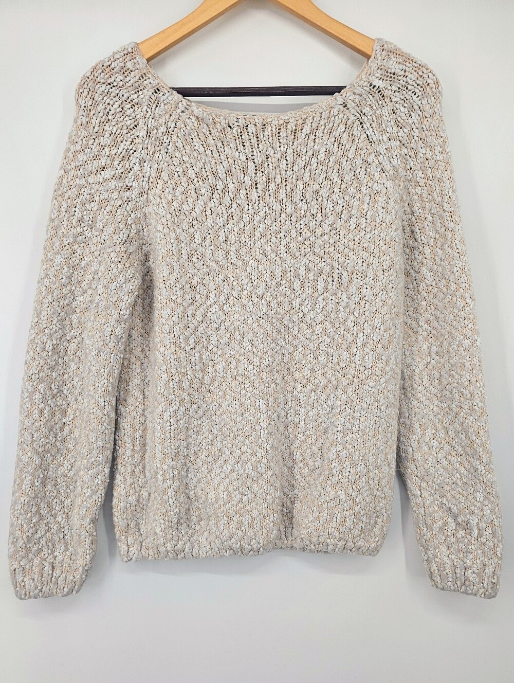 Buffalo David Bitton Women’s L Oatmeal Boucle Marled Knit Raglan Sweater